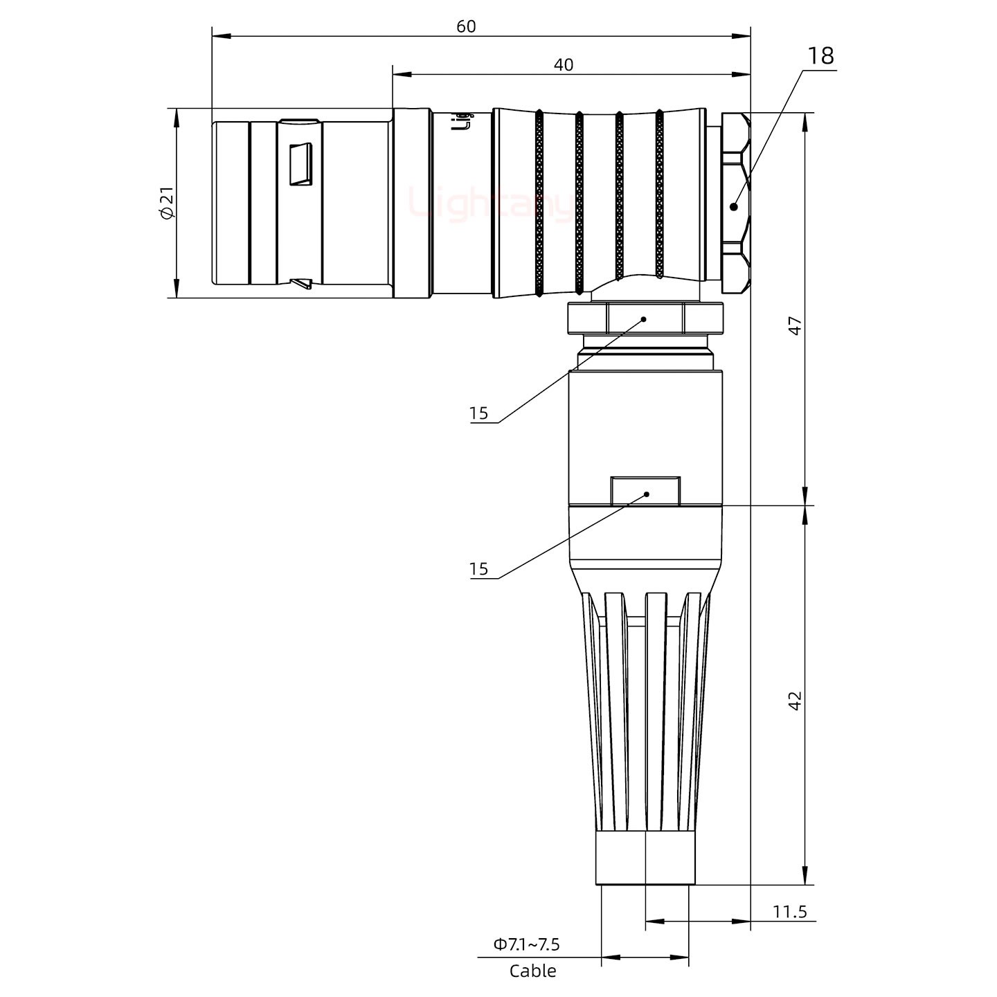 FHG.3K.018.CLAC75Z推拉自锁带护套弯式插头