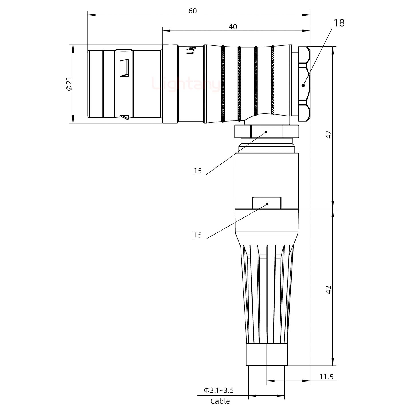 FHG.3K.022.CLAC35Z推拉自锁带护套弯式插头