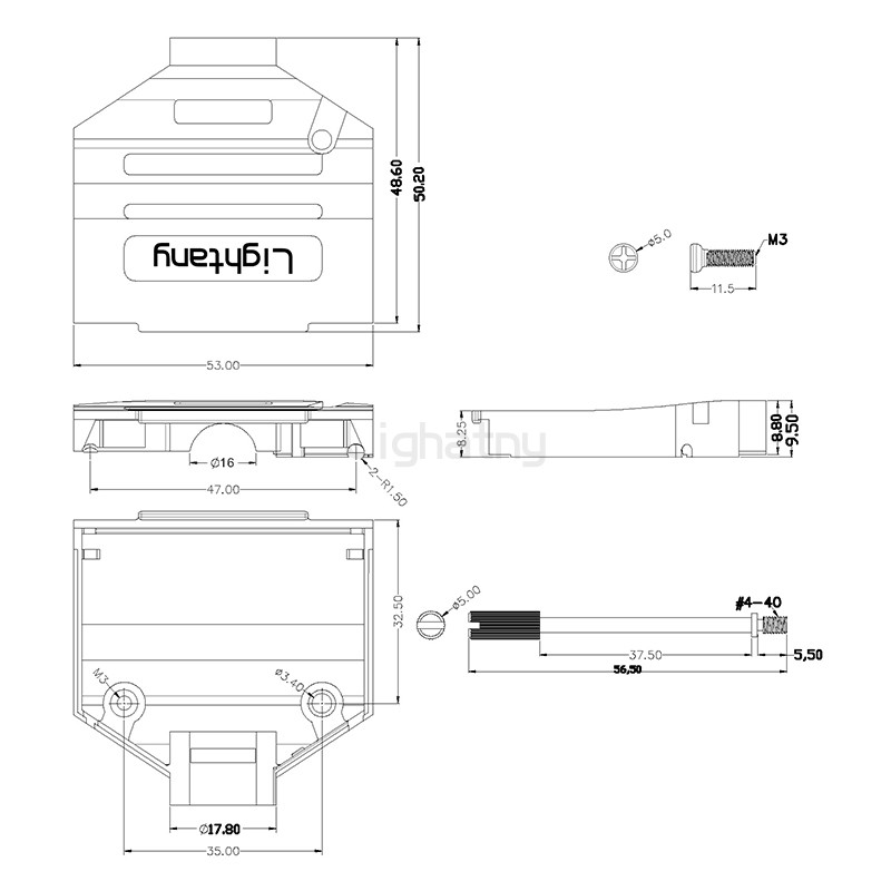 1657-25P-D-SUB金属外壳-直出线16mm