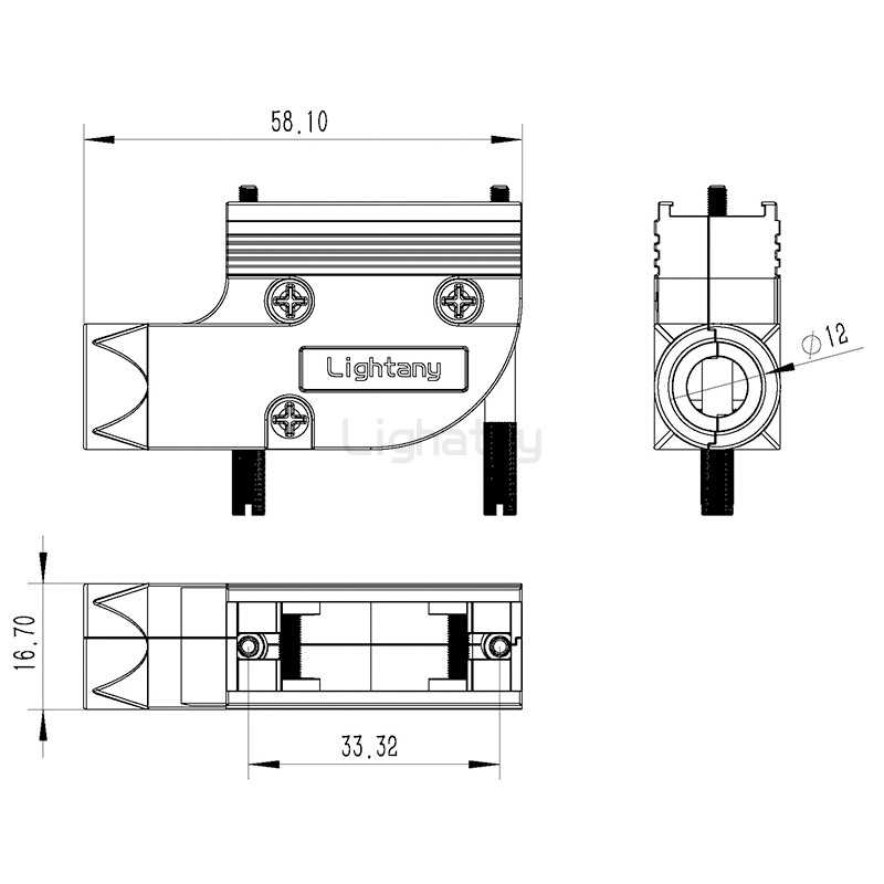 1443-15P-D-SUB金属外壳-弯出线4~12mm