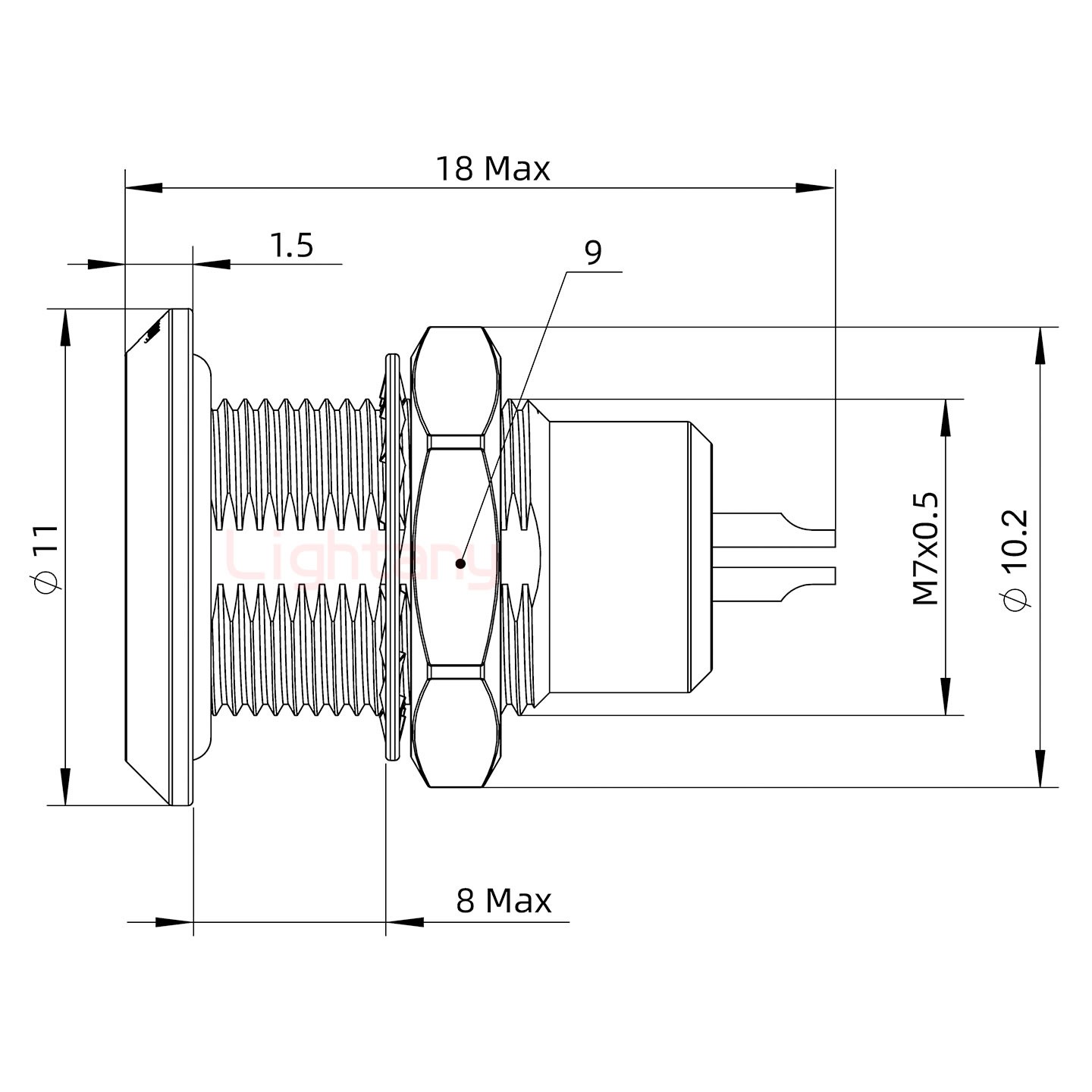 HGG.00.004.CLL推拉自锁后螺母插座 水密封	