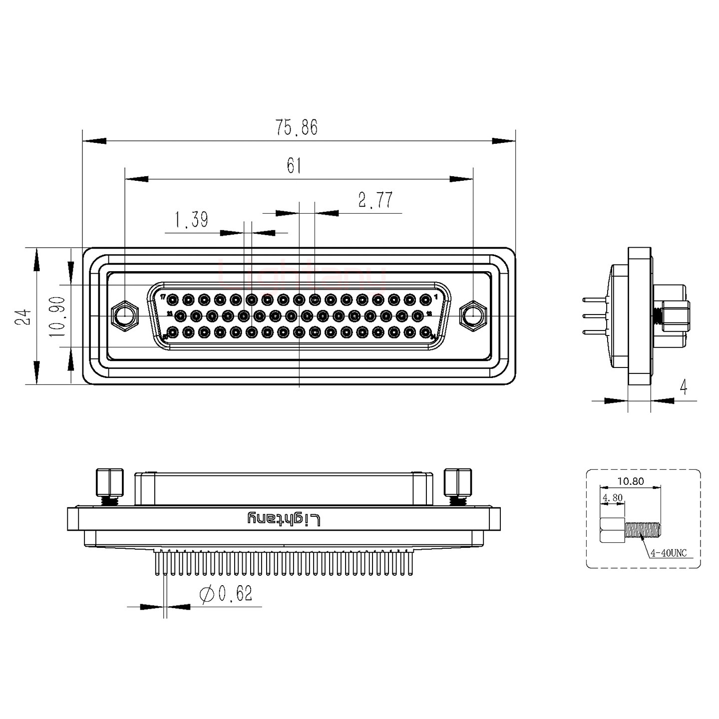 防水DP50 母 直插板 锁螺丝 车针
